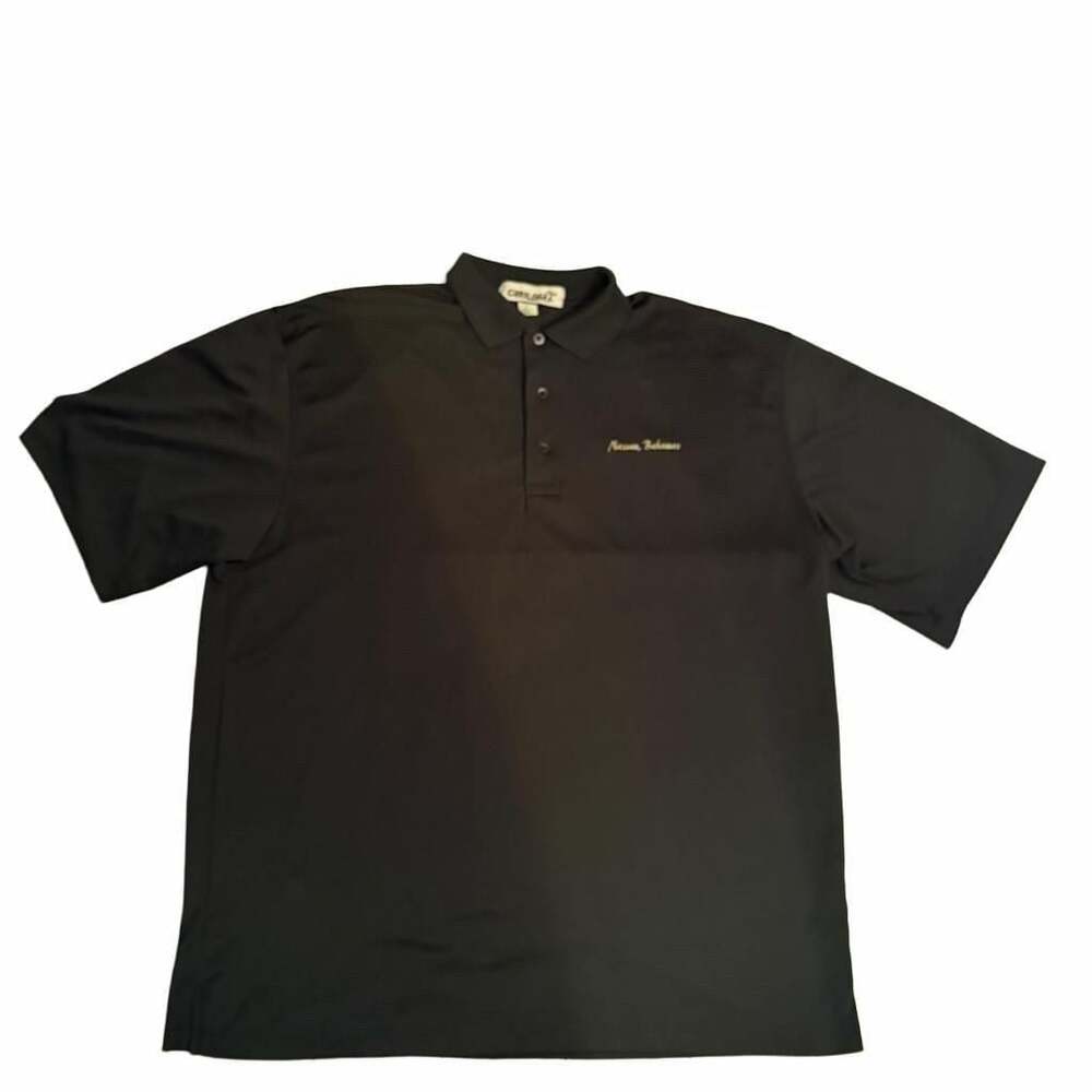 Cariloha Men's XL Black Nassau Bahamas 
Polo Shirt 100% Polyester from Bamboo